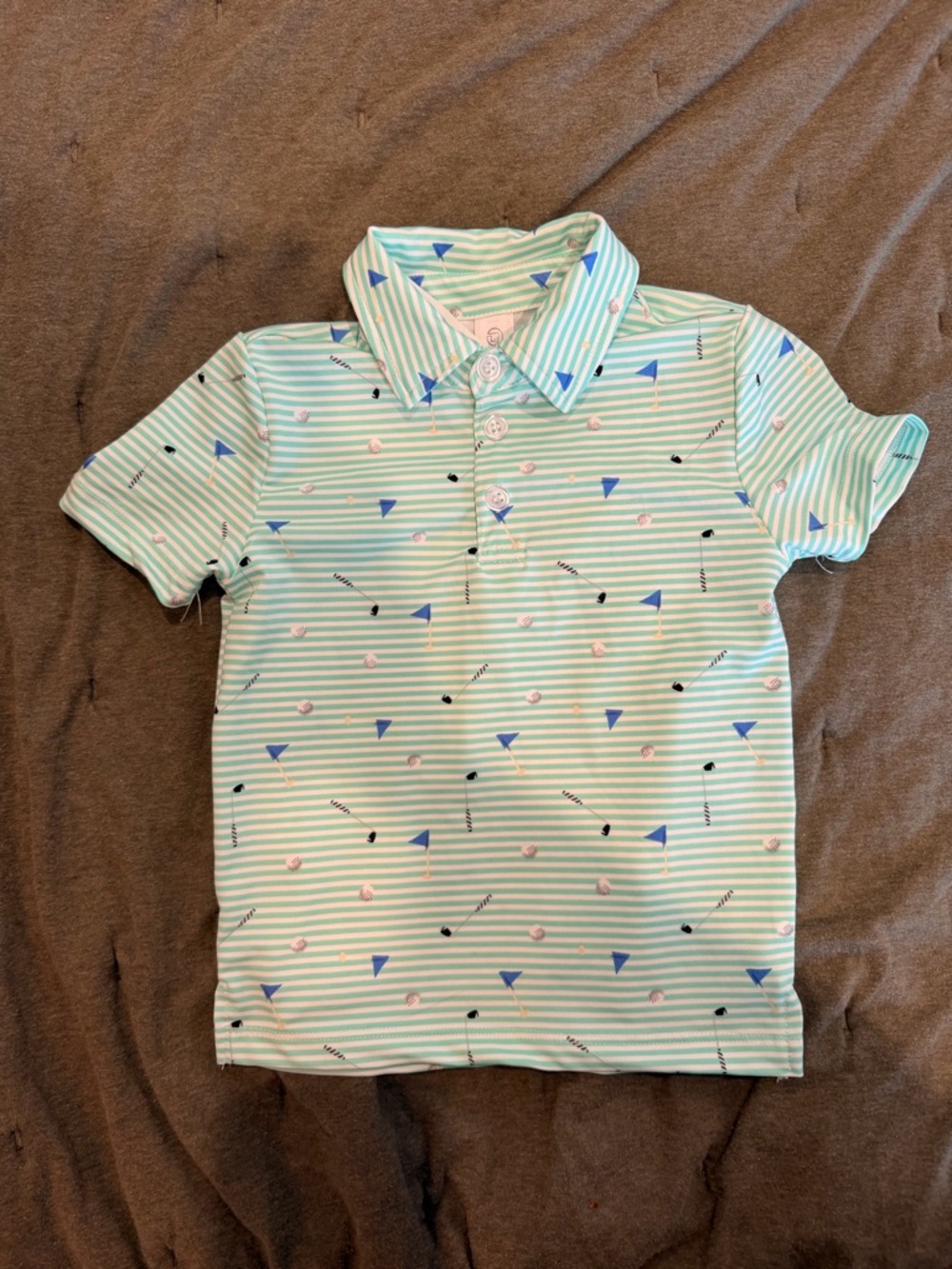 90 Degree By Reflex Mint Stripe Polo with Nautical Motifs